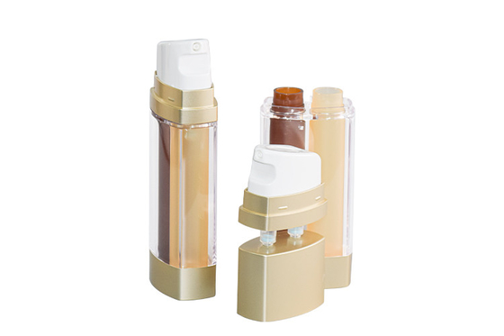 UKA72 PP Pump AS Bottle Airless Double Tube Square Bottle 15ml 15ml For Face Care ​