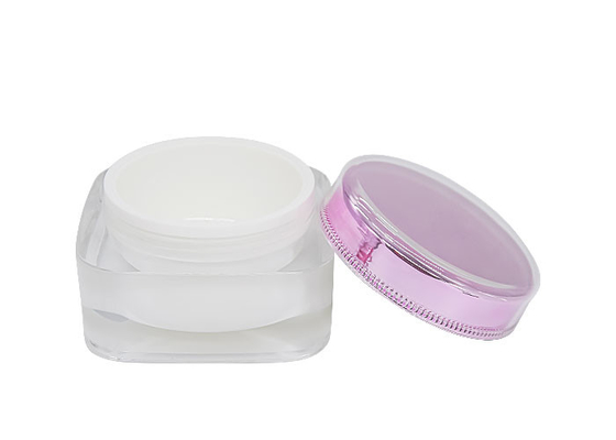 Square Double Wall Acrylic 100g Cream Jar With Round Screw Cover