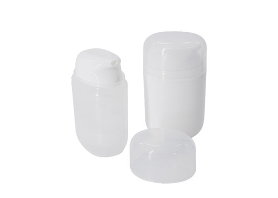 Sunscreen packaging   PP Plastic Oval Flat Airless Cosmetic Bottles 50ml With Unique Pump